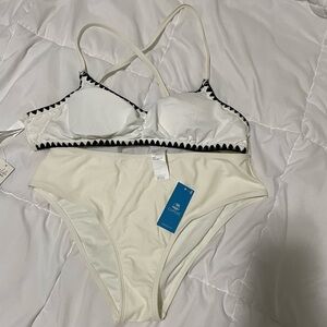 Cupshe Cream Bikini with Black Accents